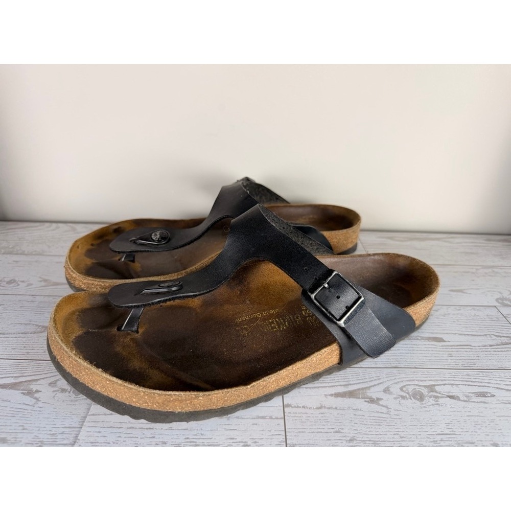 Birkenstock Gizeh Black Leather Thong Sandals Women's Size 40 EU 9 US - Picture 4 of 12